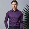 Hommes Chemises À Manches Longues Violet Chemises Formelles Pour Hommes Slim Fit Business Stretch Anti-rides Outillage Professionnel Male Blouse 210331