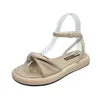 TopSelling 2022 women's flat fairy candy color new sandals summer fashion out wear one line beach Roman shoes for girl woman