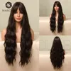 Wind high temperature silk material women's Wig Black Brown Qi bangs long wave curls daily application 220527