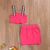 2pcs Summer Kid Toddler Baby Girl Clothes Sets 1 6y Sans manches Crop Top Letter Patchwork SkirtsoutFit Set 220620