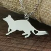 Collana con ciondolo volpe con cuore d'amore Catena a maglie con ciondolo in acciaio inossidabile Gioielli per amanti degli animali per donne e uomini Regali per bambini