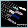 Arts And Crafts 100Pcs Natural Stone Strip Bar Necklace Rose Red Blue Amethyst Crystal Green Aventurine Rec Stainless Sports2010 Dhdo3