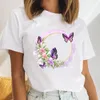 Aquarelle papillon femmes 90s dame mode t-shirts femme à manches courtes dessin animé vêtements imprimer o-cou hauts graphique T-shirt