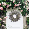 Decorative Flowers & Wreaths Artificial Lavender Wreath Flower Green Leaves Large DIY For Outdoor Front Door Indoor Wall Window Farmhouse De