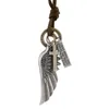 Retro Angel Wing Necklace Letter ID RING CORSS CHARM Justerbara läderkedjor halsband för kvinnor män mode smycken gåva