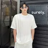 Men's T-Shirts Men's Asymmetrical Personality Fold Design Loose Black And White Two Color Korean Version Of The Youth Large Size Short S