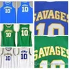 Savages 10 Dennis Rodman Jersey Mens Blue White Green Basketball Basketball Lested