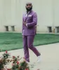 Męskie garnitury Blazery Eleganckie fioletowe mężczyzn Tuxedos szczyt Lapel 2 sztuki Blazer podwójnie piersi Wykonane specjalnie wykonane Casual Wedding Set Dres