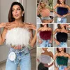 Women039s Bloups Shirts Party Crop Top Top Sexy Fluffy Skintoch sem mangas do ombro Lady Camisole Night Backless Breathabl6344355