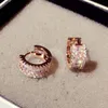 Clip-on & Screw Back Pair Ear Clips Luxury Wedding Earrings Inlaid Rhinestone Circle ClipsClip-on