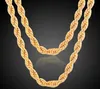 14k Geel Vergulde DIKKE 7mm Touwketting Link Gebakken deeg twist ketting Mannen 24"