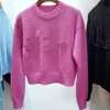 Kadın Sweaters Sonbahar Markası Aynı Stil Düzenli Uzun Kollu Mürettebat Boyun Kent Pembe Siyah Kadın Giysileri