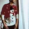 メンズセーターメンズセータープルオーバークリスマススノーマンパターン長袖トレンディな色ブロックカジュアルストリートウェアトップマンズ
