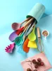 Ustensiles de sublimation Couleur Silicone Ustensiles de cuisine Manche en bois Ustensiles de cuisine Cuisson Spatule Cuillère 11 Pièces Ensembles Silicones Ustensiles de cuisine Se