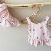 MILANCEL Sommer-Baby-Badeanzug Mädchen Cherry Wear 3-teiliges Schwimmer-Set 220425