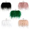 Luxury Ostrich Feather Evening Bags for Women Chain Shoulder Crossbody Bag Tassel Party Clutch Green Wedding Handväskor 220607