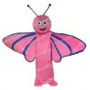 Halloween Pink Butterfly Mascot Costume de desenho animado Personagem Carnival Festival Dresses Fantasia Tamanho dos adultos Tamanho de Festa ao ar livre de Natal