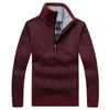 Herren-Kapuzenpullover, Sweatshirts, warm, modisch, Winter, gestrickt, halber Fleece-Pullover, dicker Rollkragenpullover, Herren-Pullover, lässiger Herren-Festmantel mit Reißverschluss, Pullover