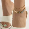 Bordstein Tropft Öl Kette Fußkettchen für Frauen Sommer Strand Sandalen Boho Barfuß Fuß Schmuck Zubehör Bijoux Femme