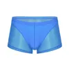 Underpants Patchwork Mesh Boxer Briefs Mens Seamless Panties Sheer Shorts Sexy Male Translucent Stretch Soft UnderwearUnderpants