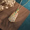 Colares pendentes de pingente estilo acessórios vintage colar branco hetiano jade cloisonne esmalte plantas para mulheres jóias sidn22