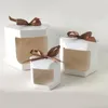 Geschenkomschakeling 20/30/50 stcs Zhexagonale snoepdoos met PVC geopend raam wit karton kraft papier verpakking gewikkeld lintcake boxgift