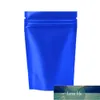 100 pz/lotto Blu Opaco Foglio di Alluminio Cibo Packag Bag Stand Up Chiusura Lampo Riutilizzabile Richiudibile Caramelle Noci Frutta Secca Snack Caffè