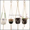 Planters Pots Garden Supplies Patio Lawn Home Ll Plant Hangers Rame Flower Holder Rope Braided Hanging Pl Dhbtn