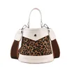 Korean Women Cheetah Print Bucket Bags Nightclub Shoulder Bag Female Crossbody Bag Designer Party Handbag Purses