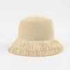 Sommarkvinnor Sun Hat Tassel Straw Hats Solid Color Simple Bucket Hat Outdoor Beach Holiday Cap