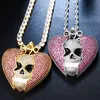 Chains Bling Purple Color Broken Heart Pendants Necklaces With Tennis Chain Cubic Zirconia For Men Hip Hop Jewelry Women GiftChains