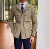 Herrjackor Herrmulti Pocket Shelf Jacket Retro Harajuku Spring Slim Fit midja Coat Casual Simple Button Work Jacketmen's