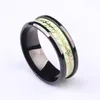 Anel preto de aço inoxidável jóias luminosa anel fluorescente tamanho 6-11 12 pcs / lote