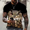 Varumärkesskjorta t exklusiv design djurvärld uggla fågel örn rund hals t-shirt 3d utskrift lös överdimensionerad 5xl