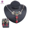 Gold Color Crystal Wedding Flower Necklace Earring Jewelry Set Party Costume Accessories Jewellery For Brides Women's Gifts