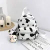 Harajuku Feng Schulranzen Weibliche Ins Super Feuer Kuh Muster Schöne Mädchen Leinwand Tasche Koreanische Version Weiche Schwester kinder Rucksack 220510