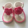 First Walkers Graue gehäkelte Baby-Ballerina-Schuhe aus Baumwolle mit rosa Blumen, süßes Frühlings- und Herbst-Geschenk für die Dusche