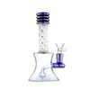 Elegant 7.6-Inch Blue Glass Bong: Rings Mouthpiece, Cric Ball Percolator, 14mm Female Joint