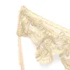 Correntes mulheres borla de ouro biquíni crossover arnês cintura barriga colar cor de corrente floral colar de guipra floral bordas bordadas bordadas