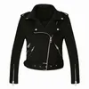 FTLZZ Giacca da donna in pelle scamosciata finta Cappotti da moto Cerniera Couverture Colletto Cappotto in pelle morbida finta Donna Giacca corta punk nera L220728