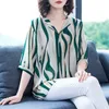 Damen Blusen Hemden Frühling Sommer Stil Frauen Modische V-Ausschnitt Druck Streifen Mode Tops Blusas Große Größe MM0144