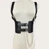 Belts Gothic Solid Color Lift Up Female Waist Corset With Dangle Chain Women Fashion Slimming Waistband Adjustable CorsetsBelts