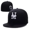 wysokiej jakości damskie i męskie dopasowane czapki Mets Teams NY Logo Outdoor Czapka sportowa Hip Hop Hat Mixed Order300E