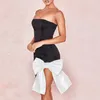 2022 Kvinnaklänning Fashion Slim Tube Top Dress Cocktail Party Satin Sexig tät bågkjol