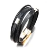 Charm Bracelets NIUYITID Classic Leather Bracelet For Men Hand Jewelry Multilayer Magnet Handmade Gift Cool Boys Wholesale Price Raym22