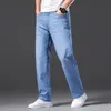 Homens jeans clássico de algodão street stroet reto marca denim calças macacões luz azul ajuste calças plus tamanho 40 42 44 220328