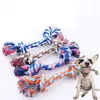 17CM Dog Toys Pet Supplies Cotton Chewable Knots Durable Braided Bones Rope Fun Tool SN4435