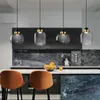 Plafoniere Lampadario moderno a LED per sala da pranzo Bar da cucina Ciondolo in vetro grigio Lampada a sospensione minimalista Apparecchio di illuminazione per la casa