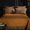 Luxus goldener Silber Satin Baumwoll Bettwäsche Set 104x90in Übergroße US -Königin King Doona Bettdeck