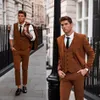 Handsome 3 Pieces Wedding Tuxedos Notached Two Button Mens Designer Jacket Formal Party Prom Wear Jacket Vest Pants